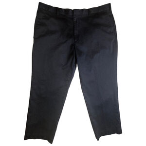 Men’s AXIST Black Dress Pants 44x30 Flat Front Cotton Slacks Business Casual